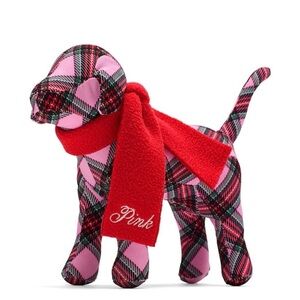 Victoria Secret Pink Plaid Dog Toy with Red Scarf